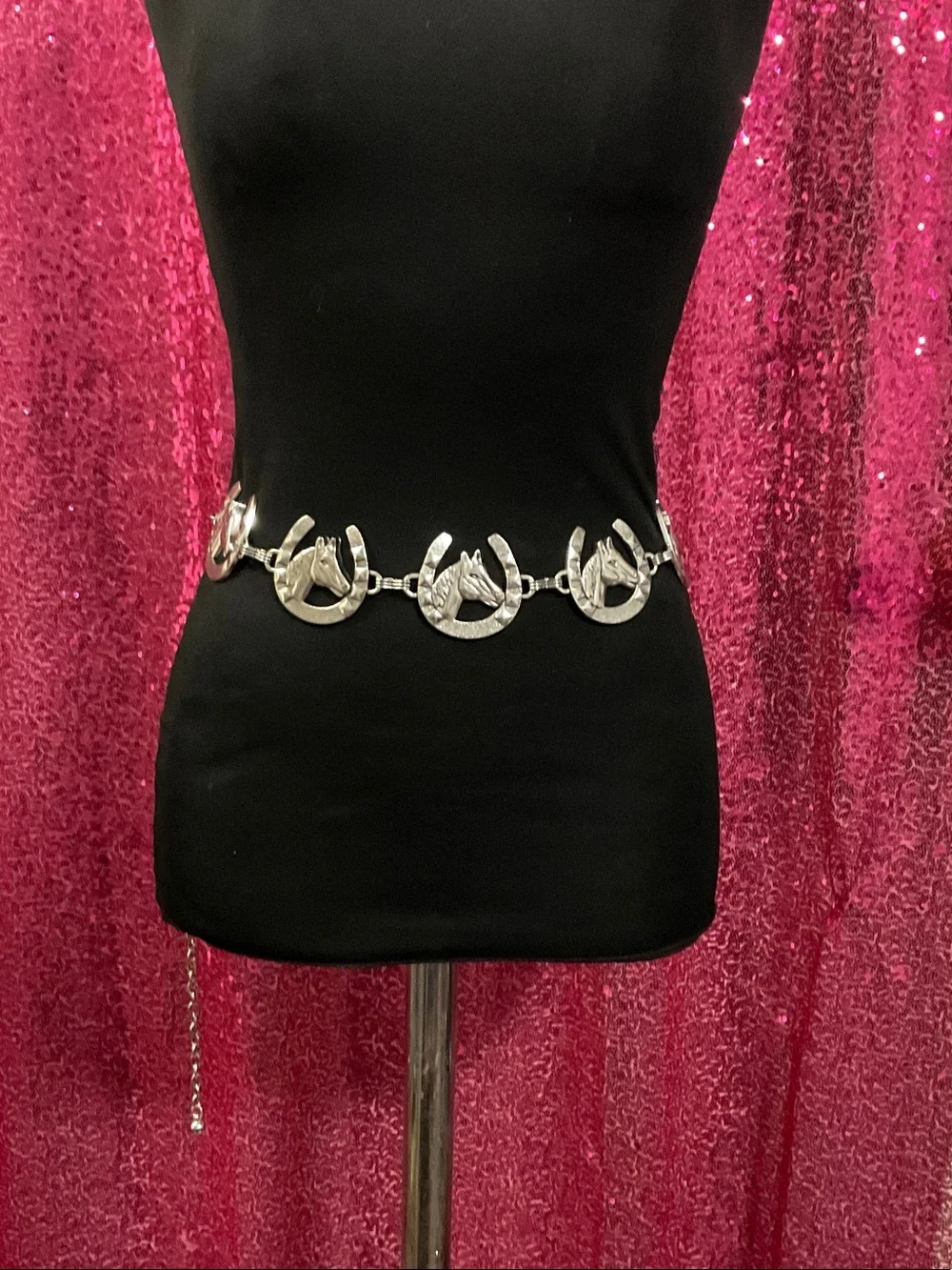 Silver Horse & Horseshoe Link Waist Belt - Women's Accessory
